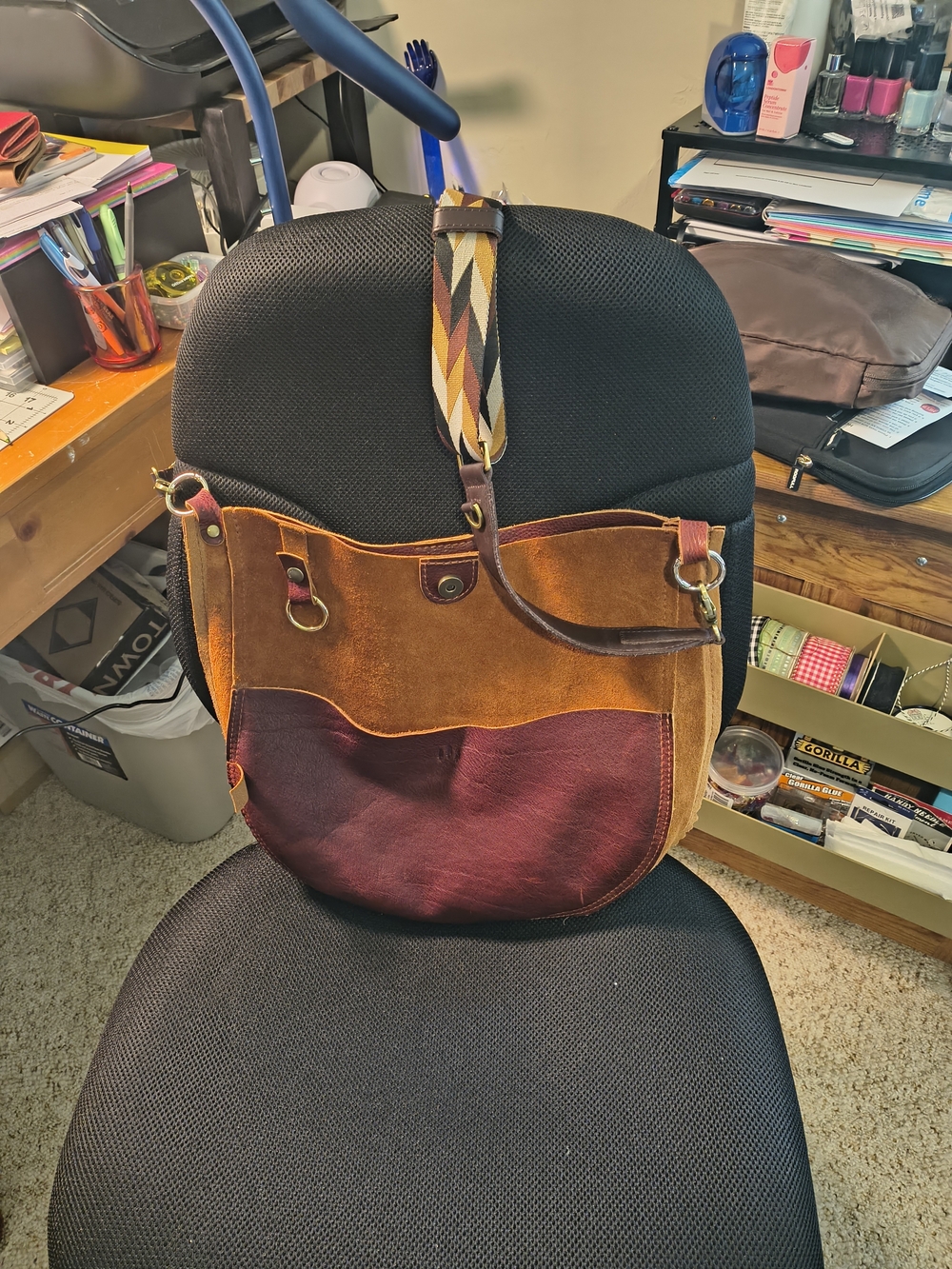 Portland Leather Altered Olivia Shoulder Bag In Nutmeg